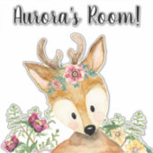 かわいいベビーディアウォーターカラーボホフローラ子供部屋名 シール (正面)