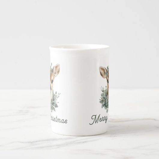 かわいいベビーディアクリスマス ボーンチャイナマグカップ (正面)