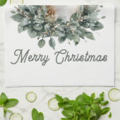 かわいいベビーディアメリークリスマス – 水の色の子鹿 キッチンタオル (折り畳み)