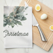 かわいいベビーディアメリークリスマス – 水の色の子鹿 キッチンタオル (四つ折り)