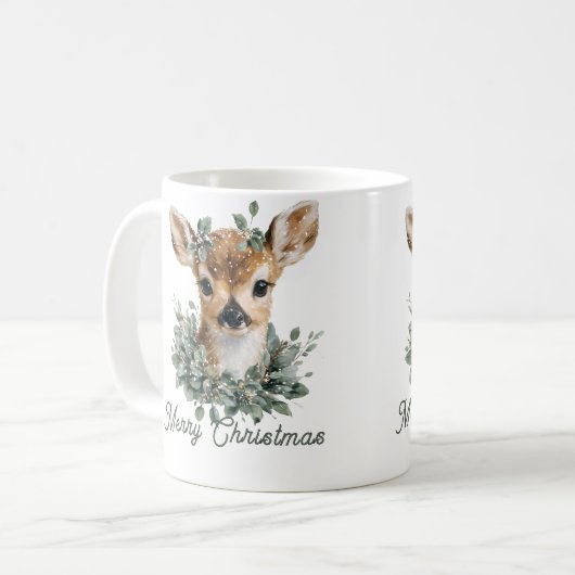 かわいいベビーディアメリークリスマス – 水の色の子鹿 コーヒーマグカップ (正面左)