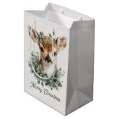かわいいベビーディアメリークリスマス – 水の色の子鹿 ミディアムペーパーバッグ (裏面アングル)