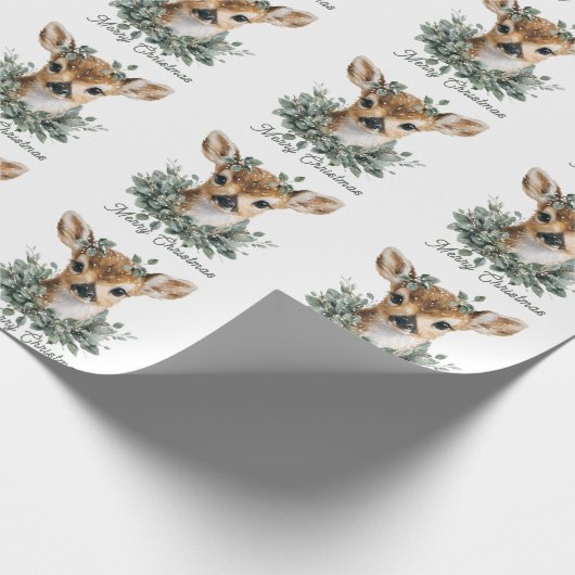 かわいいベビーディアメリークリスマス – 水の色の子鹿 ラッピングペーパー (角)