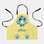 かわいいベビーディノ顔と足跡 エプロン (正面)