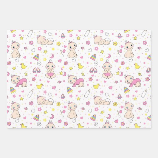 かわいいベビーデザイン ラッピングペーパーシート (正面)