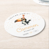 かわいいベビートゥーカン子供の誕生祝い ラウンドペーパーコースター (アングル)