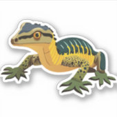 かわいいベビートカゲ漫画のキャラクター シール (正面)