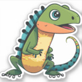かわいいベビートカゲ漫画のキャラクター シール (正面)
