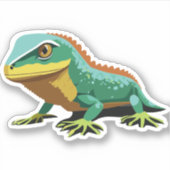 かわいいベビートカゲ漫画のキャラクター シール (正面)