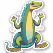 かわいいベビートカゲ漫画のキャラクター シール (正面)