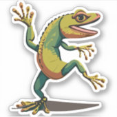かわいいベビートカゲ漫画のキャラクター シール (正面)