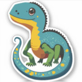 かわいいベビートカゲ漫画のキャラクター シール (正面)