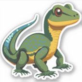 かわいいベビートカゲ漫画のキャラクター シール (正面)