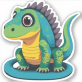 かわいいベビートカゲ漫画のキャラクター シール (正面)