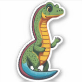 かわいいベビートカゲ漫画のキャラクター シール (正面)