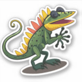 かわいいベビートカゲ漫画のキャラクター シール (正面)