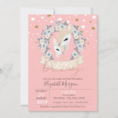 かわいいベビートナカイ花スターベイビーシャワー 招待状 (正面)