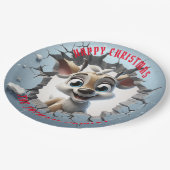 かわいいベビートナカイ3Dクリスマス ペーパープレート (アングル)