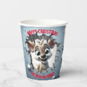 かわいいベビートナカイ3Dクリスマス 紙コップ (正面)
