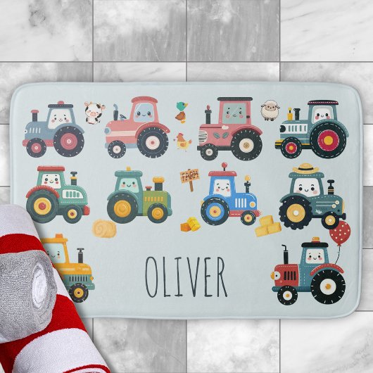 かわいいベビートラクター・イン・ザ・ファーム バスマット
