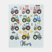 かわいいベビートラクター・イン・ザ・ファーム フリースブランケット (正面)