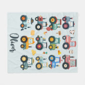 かわいいベビートラクター・イン・ザ・ファーム フリースブランケット (正面(横))