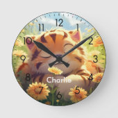 かわいいベビートラ名前をカスタムする子供部屋時計 ラウンド壁時計 (正面)