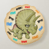 かわいいベビートリケラトプスRAWR枕 ラウンドクッション (裏面)