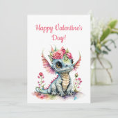 かわいいベビードラゴンとハートフローラバレンタイン シーズンカード (スタンド正面)