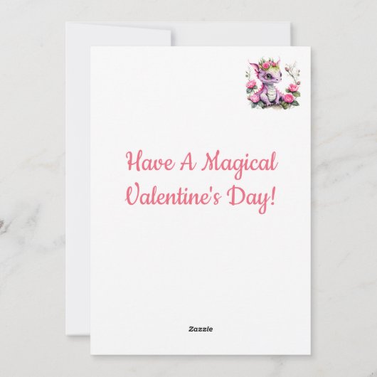 かわいいベビードラゴンとハートフローラバレンタイン シーズンカード (裏面)