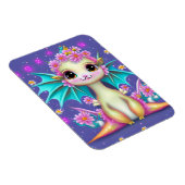 かわいいベビードラゴンとピンクの花 マグネット (右側)