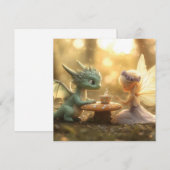 かわいいベビードラゴンと妖精がお茶を楽しむ シーズンカード (正面/裏面)