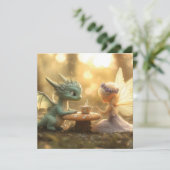 かわいいベビードラゴンと妖精がお茶を楽しむ シーズンカード (スタンド正面)