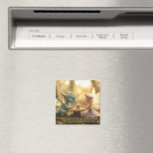 かわいいベビードラゴンと妖精がお茶を楽しむ マグネット (インサイチュ (食洗機))