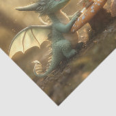 かわいいベビードラゴンと妖精がお茶を楽しむ 薄葉紙 (詳細)