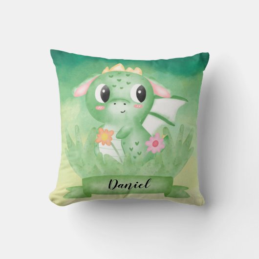 かわいいベビードラゴンウォーターカラークッション クッション (正面)