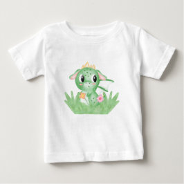 かわいいベビードラゴンウォーター色 ベビーTシャツ