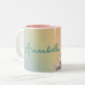 かわいいベビードラゴンエッグオンレインボー ツートーンマグカップ (正面左)