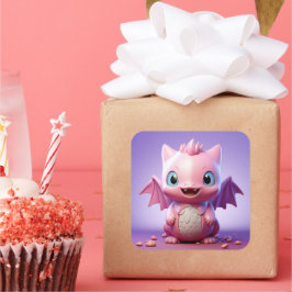 かわいいベビードラゴンステッカー スクエアシール