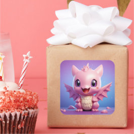 かわいいベビードラゴンステッカー スクエアシール