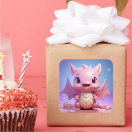 かわいいベビードラゴンステッカー スクエアシール