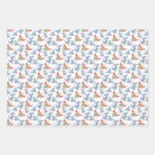 かわいいベビードラゴンハッピー踊りおもしろいキッズアニメ ラッピングペーパーシート (正面3)