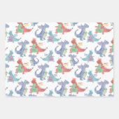 かわいいベビードラゴンハッピー踊りおもしろいキッズアニメ ラッピングペーパーシート (正面)