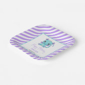 かわいいベビードラゴンパープルストライプ誕生日 ペーパープレート (傾斜あり)