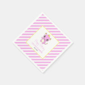 かわいいベビードラゴンピンクストライプ誕生日 スタンダードカクテルナプキン (角)