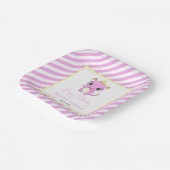 かわいいベビードラゴンピンクストライプ誕生日 ペーパープレート (傾斜あり)