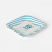 かわいいベビードラゴンブルーストライプ誕生日 ペーパープレート (傾斜あり)