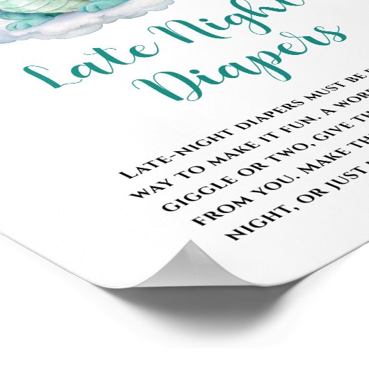 かわいいベビードラゴンレイトナイトおむつ ポスター (角)