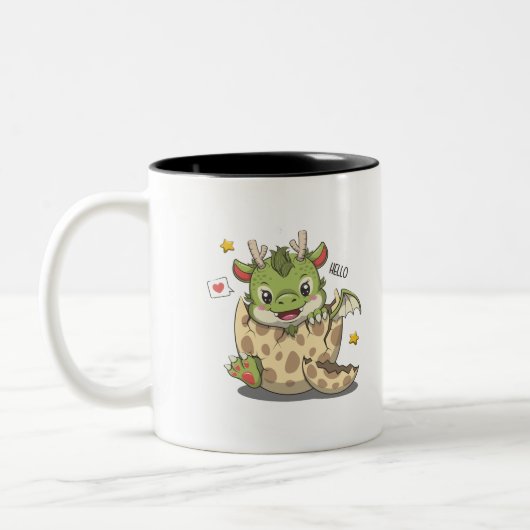かわいいベビードラゴン入り卵 ツートーンマグカップ (左)