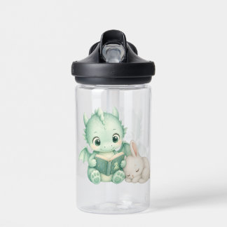 かわいいベビードラゴン+読み聞かせ+幻想的な水彩画 ウォーターボトル